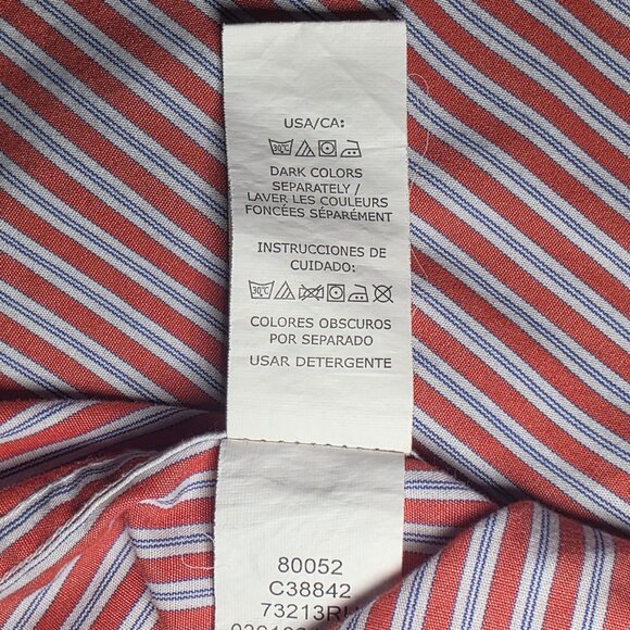 Chaps Mens Red And Gray Striped Long Sleeve Button Down Shirt Size Large - Picture 6 of 12